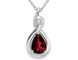 1.40 Carat (ctw) Garnet Drop Pendant Necklace in 14K White Gold with Chain